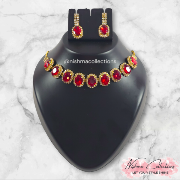 Radiant Ruby Red Necklace Set - Image 4