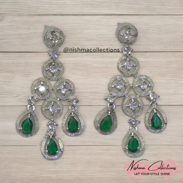 Emerald Elegance American Diamond Necklace Set - Image 3